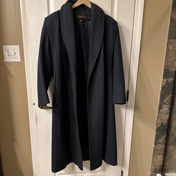 Stephanie Matthews | VTG Blue Wool Long Floor Length Double Breasted Pea Coat 12 - Picture 5 of 12